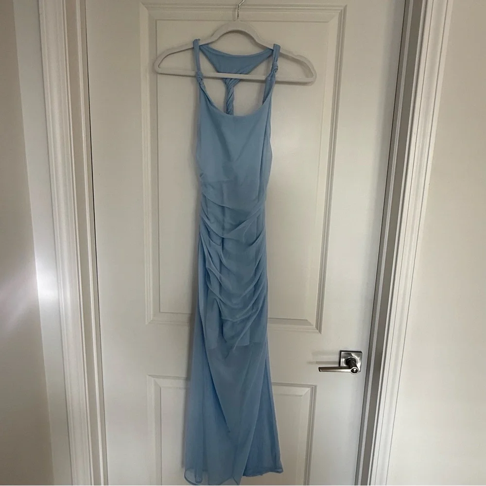 Abercrombie Mesh Racerback Maxi Dress-Light Blue-NWT